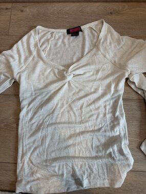 Rock & Roll Cowgirl Cream Twist-Front Long Sleeve Top